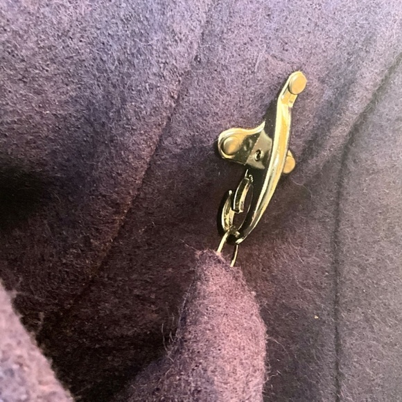 Linea Domani Jacket Cape 100% Boiled Wool High neck Deep Purple Pockets Sz S - Picture 10 of 16